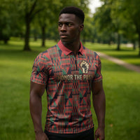Black Heritage Tree Zipper Polo Shirt African Root Black History Kente Pattern