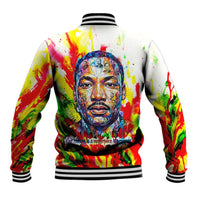 MLK Black Excellence Baseball Jacket Martin Luther King Jr Colorful Abstract Watercolor