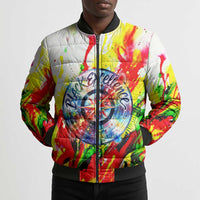 MLK Black Excellence Bomber Puffer Jacket Martin Luther King Jr Colorful Abstract Watercolor