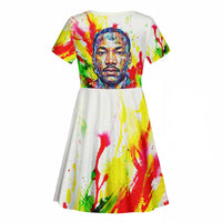 MLK Black Excellence Kid Short Sleeve Dress Martin Luther King Jr Colorful Abstract Watercolor