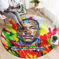 MLK Black Excellence Round Carpet Martin Luther King Jr Colorful Abstract Watercolor