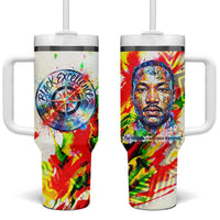 MLK Black Excellence Tumbler With Handle Martin Luther King Jr Colorful Abstract Watercolor