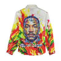 MLK Black Excellence Women Casual Shirt Martin Luther King Jr Colorful Abstract Watercolor