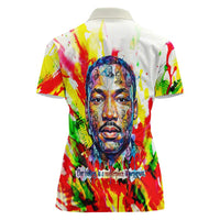 MLK Black Excellence Women Polo Shirt Martin Luther King Jr Colorful Abstract Watercolor