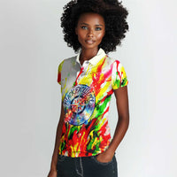 MLK Black Excellence Women Polo Shirt Martin Luther King Jr Colorful Abstract Watercolor