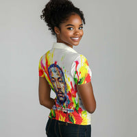 MLK Black Excellence Women Polo Shirt Martin Luther King Jr Colorful Abstract Watercolor