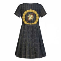 1926 Forever Black History Month Kid Short Sleeve Dress Broken Chains Freedom Adinkra Symbol