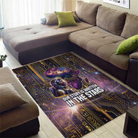 Afrofuturism Legacy Beyond Area Rug African Astronaut Galaxy Mask