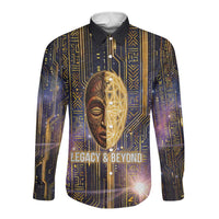 Afrofuturism Legacy Beyond Long Sleeve Button Shirt African Astronaut Galaxy Mask