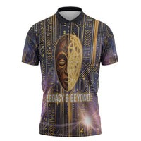 Afrofuturism Legacy Beyond Zipper Polo Shirt African Astronaut Galaxy Mask