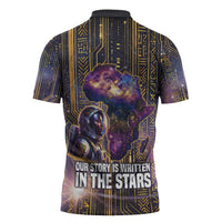 Afrofuturism Legacy Beyond Zipper Polo Shirt African Astronaut Galaxy Mask