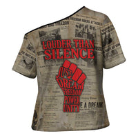 Louder Than Silence African Cross Shoulder Shirt Civil Rights News Megaphone