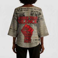 Louder Than Silence African Kimono Sleeve Blouse Civil Rights News Megaphone