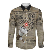 Louder Than Silence African Long Sleeve Button Shirt Civil Rights News Megaphone