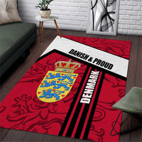 Denmark Area Rug Danish Coat of Arms, National Flag, Bold Scandinavian Heritage Design