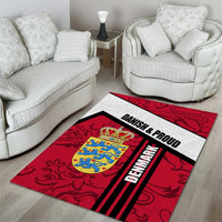 Denmark Area Rug Danish Coat of Arms, National Flag, Bold Scandinavian Heritage Design