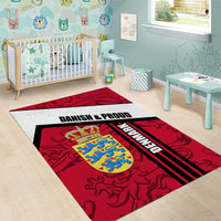 Denmark Area Rug Danish Coat of Arms, National Flag, Bold Scandinavian Heritage Design
