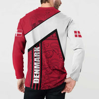 Denmark Button Sweatshirt Danish Coat of Arms, National Flag, Bold Scandinavian Heritage Design