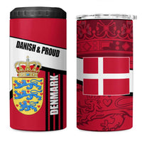 Denmark 4 in 1 Can Cooler Tumbler Danish Coat of Arms, National Flag, Bold Scandinavian Heritage Design