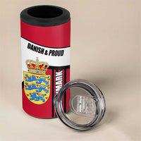 Denmark 4 in 1 Can Cooler Tumbler Danish Coat of Arms, National Flag, Bold Scandinavian Heritage Design