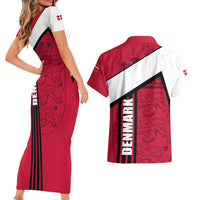 Denmark Couples Matching Short Sleeve Bodycon Dress and Hawaiian Shirt Danish Coat of Arms, National Flag, Bold Scandinavian Heritage Design