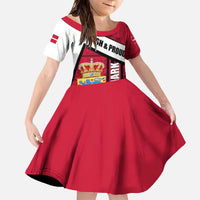 Denmark Family Matching Off The Shoulder Long Sleeve Dress and Hawaiian Shirt Danish Coat of Arms, National Flag, Bold Scandinavian Heritage Design