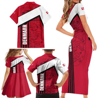 Denmark Family Matching Short Sleeve Bodycon Dress and Hawaiian Shirt Danish Coat of Arms, National Flag, Bold Scandinavian Heritage Design