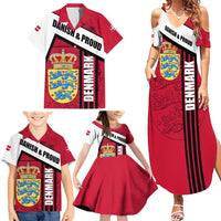 Denmark Family Matching Summer Maxi Dress and Hawaiian Shirt Danish Coat of Arms, National Flag, Bold Scandinavian Heritage Design