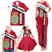 Denmark Family Matching Tank Maxi Dress and Hawaiian Shirt Danish Coat of Arms, National Flag, Bold Scandinavian Heritage Design