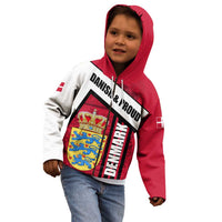 Denmark Kid Hoodie Danish Coat of Arms, National Flag, Bold Scandinavian Heritage Design