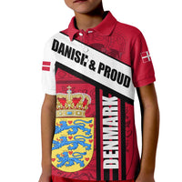 Denmark Kid Polo Shirt Danish Coat of Arms, National Flag, Bold Scandinavian Heritage Design