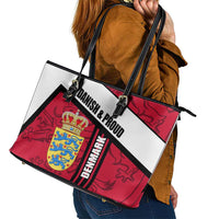 Denmark Leather Tote Bag Danish Coat of Arms, National Flag, Bold Scandinavian Heritage Design
