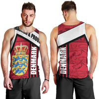 Denmark Men Tank Top Danish Coat of Arms, National Flag, Bold Scandinavian Heritage Design