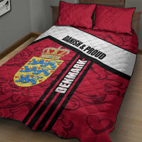 Denmark Quilt Bed Set Danish Coat of Arms, National Flag, Bold Scandinavian Heritage Design