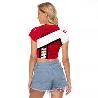Denmark Raglan Cropped T Shirt Danish Coat of Arms, National Flag, Bold Scandinavian Heritage Design