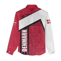 Denmark Women Casual Shirt Danish Coat of Arms, National Flag, Bold Scandinavian Heritage Design