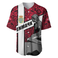 Denmark Baseball Jersey with The Little Mermaid Statue, Danish Folk Patterns, National Heritage Pride