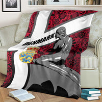 Denmark Blanket with The Little Mermaid Statue, Danish Folk Patterns, National Heritage Pride