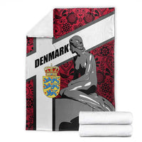 Denmark Blanket with The Little Mermaid Statue, Danish Folk Patterns, National Heritage Pride
