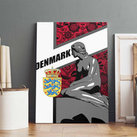 Denmark Canvas Wall Art with The Little Mermaid Statue, Danish Folk Patterns, National Heritage Pride