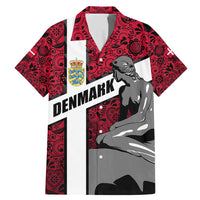 Denmark Family Matching Mermaid Dress and Hawaiian Shirt with The Little Mermaid Statue, Danish Folk Patterns, National Heritage Pride