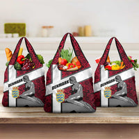 Denmark Grocery Bag with The Little Mermaid Statue, Danish Folk Patterns, National Heritage Pride