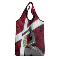 Denmark Grocery Bag with The Little Mermaid Statue, Danish Folk Patterns, National Heritage Pride