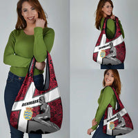 Denmark Grocery Bag with The Little Mermaid Statue, Danish Folk Patterns, National Heritage Pride