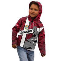 Denmark Kid Hoodie with The Little Mermaid Statue, Danish Folk Patterns, National Heritage Pride