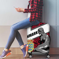 Denmark Luggage Cover with The Little Mermaid Statue, Danish Folk Patterns, National Heritage Pride