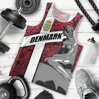 Denmark Men Tank Top with The Little Mermaid Statue, Danish Folk Patterns, National Heritage Pride