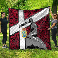 Denmark Quilt with The Little Mermaid Statue, Danish Folk Patterns, National Heritage Pride