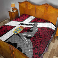Denmark Quilt with The Little Mermaid Statue, Danish Folk Patterns, National Heritage Pride