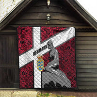 Denmark Quilt with The Little Mermaid Statue, Danish Folk Patterns, National Heritage Pride